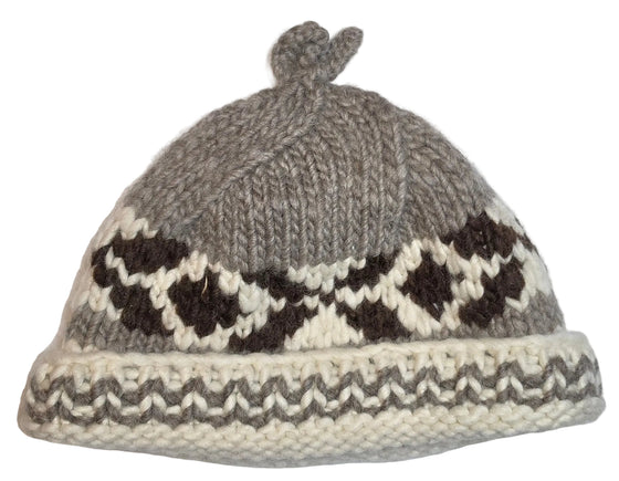 Gray Geometric Design Cowichan Toque