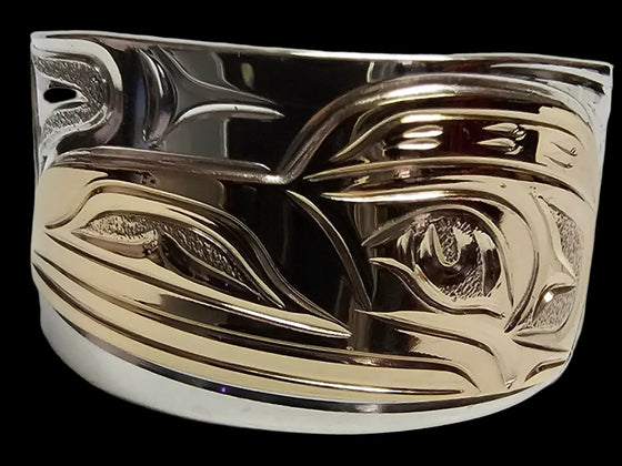 Raven 1/2" Silver Gold Ring by Joe Descoteax