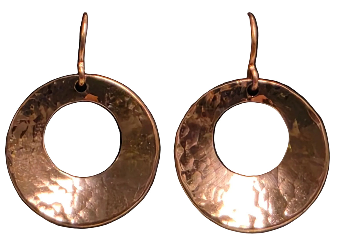 Small 3/4" Circle with Punch Copper Earrings by Devin Wadhams-Descoteaux