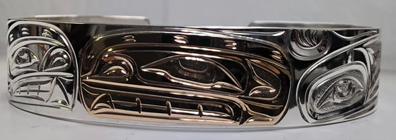 Orca Silver Gold 1/2" Bracelet by Joe Descoteaux