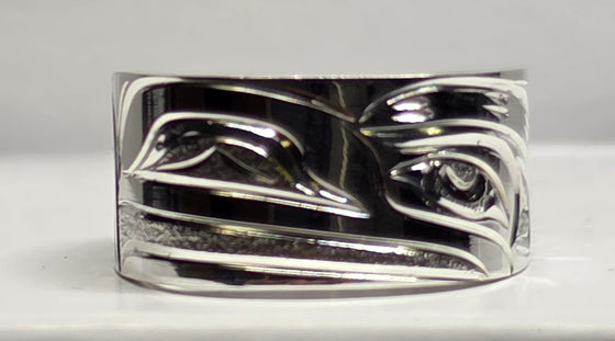 Raven Silver 3/8" Ring Squared Size 7