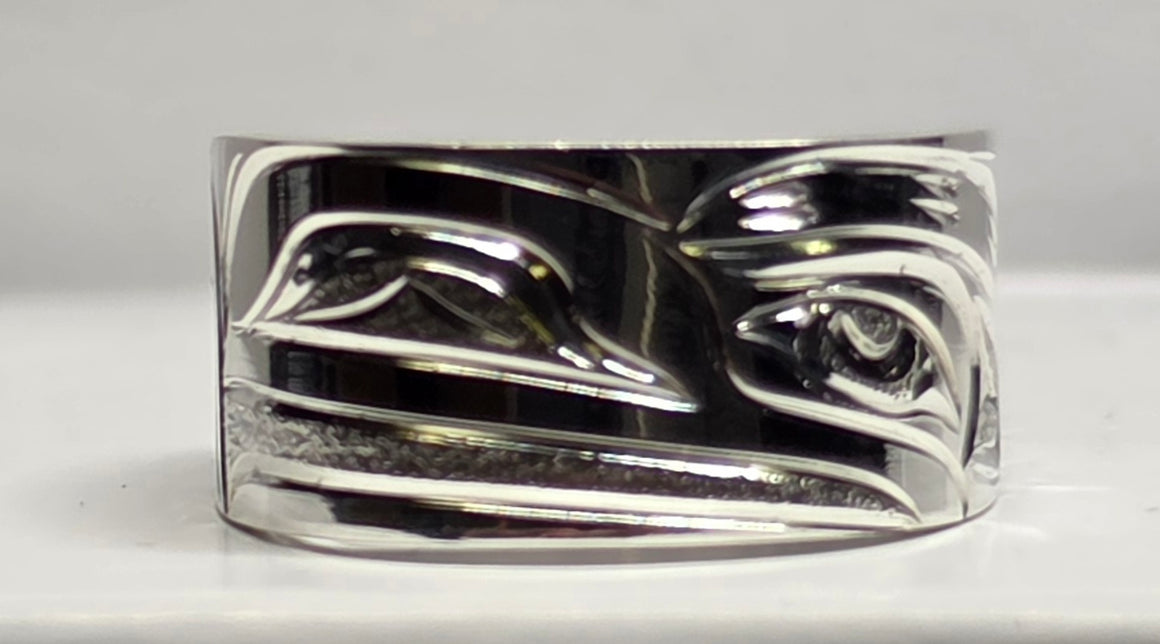 Raven Silver 3/8" Ring Squared Size 7