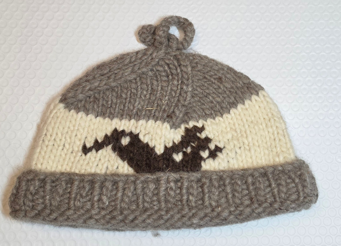 Rose & Hummingbird Design Gray Cowichan Toque
