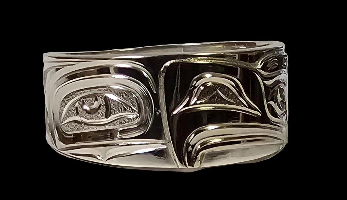 Eagle Silver White Gold Ring 11 1/2 Size by Joe Descoteaux