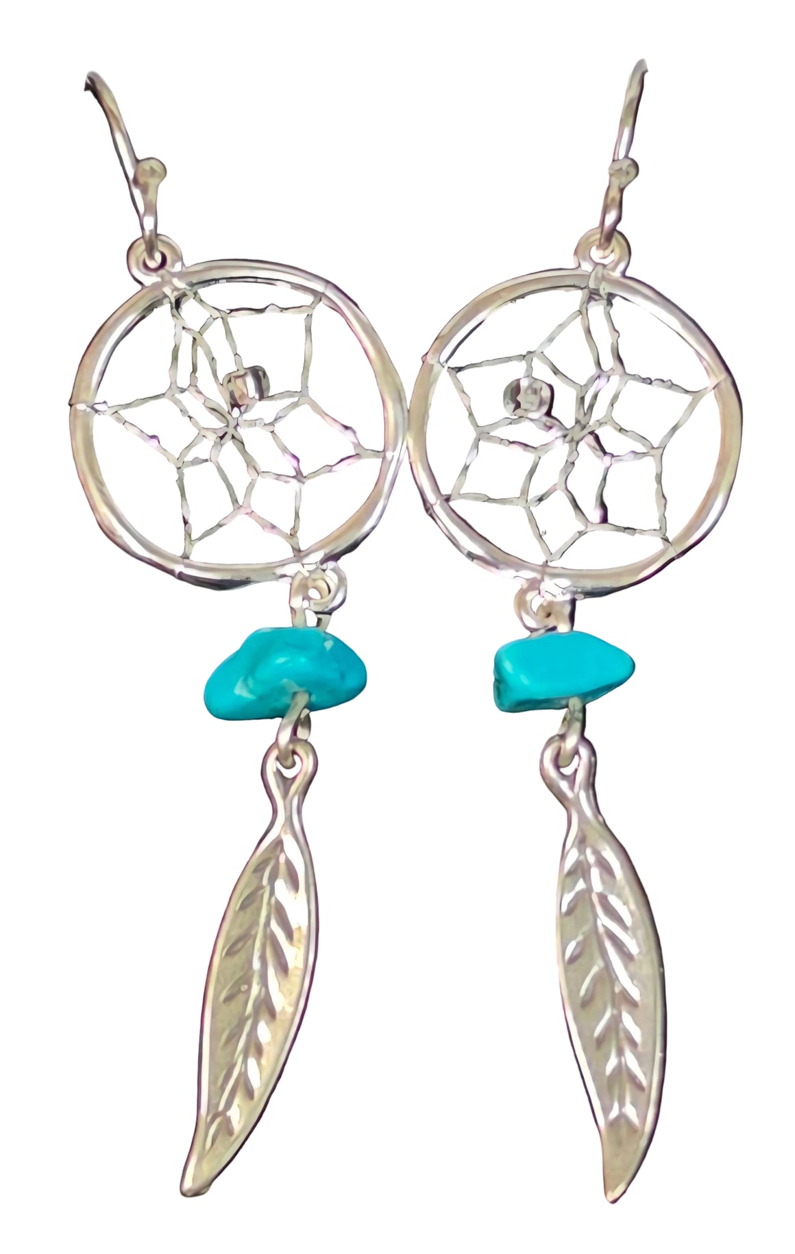 Steorra .75" Dream Catcher Earrings with Turquoise Stones