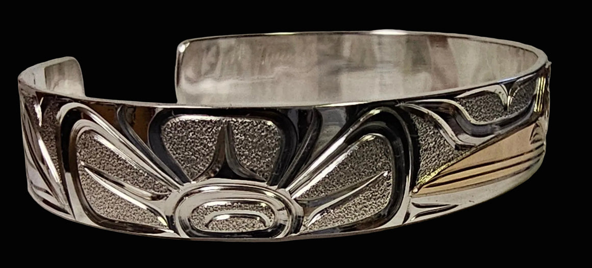 Silver Gold Hummingbird 3/8" Bracelet by Joe Descoteaux