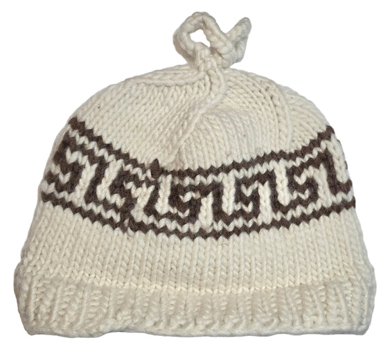 White Geometric without Lines Design Cowichan Toque