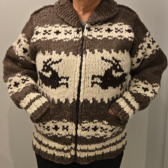 Cowichan sweater with deer design