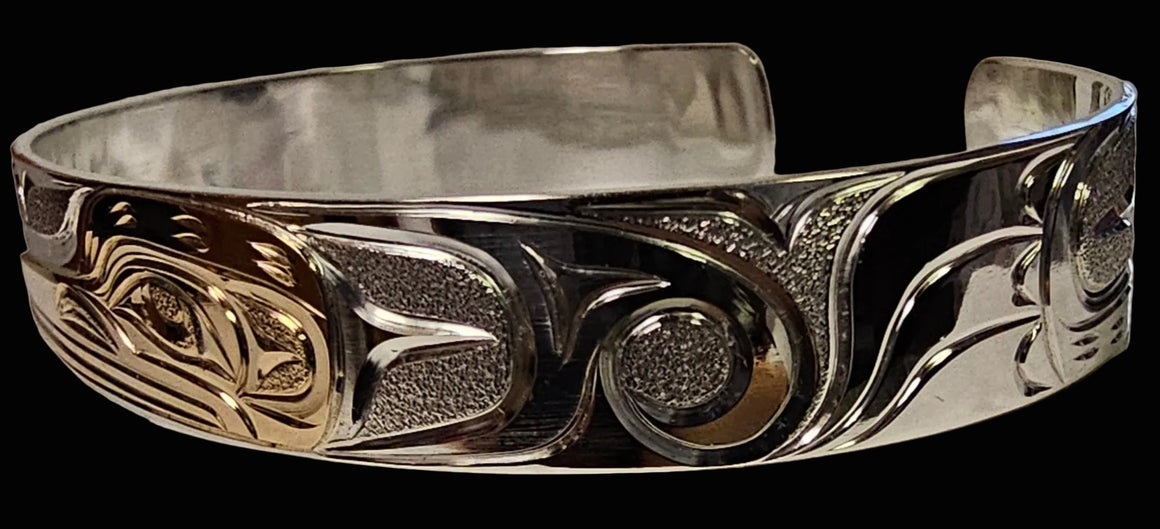 Silver Gold Hummingbird 3/8" Bracelet by Joe Descoteaux
