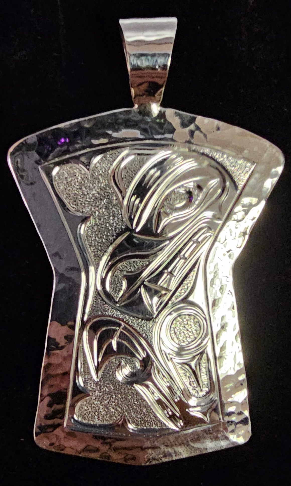 Bear Silver Shield Pendant by Joe Descoteaux