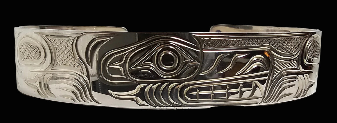 Wolf 1/2" Silver Bracelet by Liam Baker