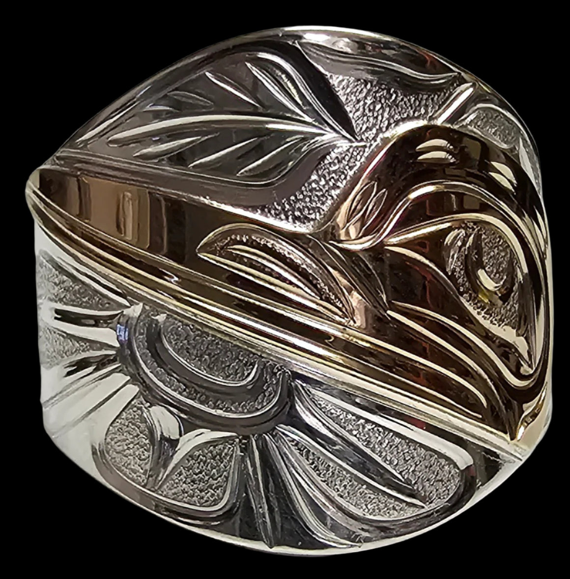 Hummingbird Silver Gold 3/4" Ring Size 8