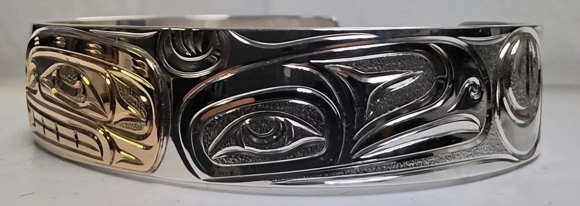 Orca Silver Gold 1/2" Bracelet by Joe Descoteaux