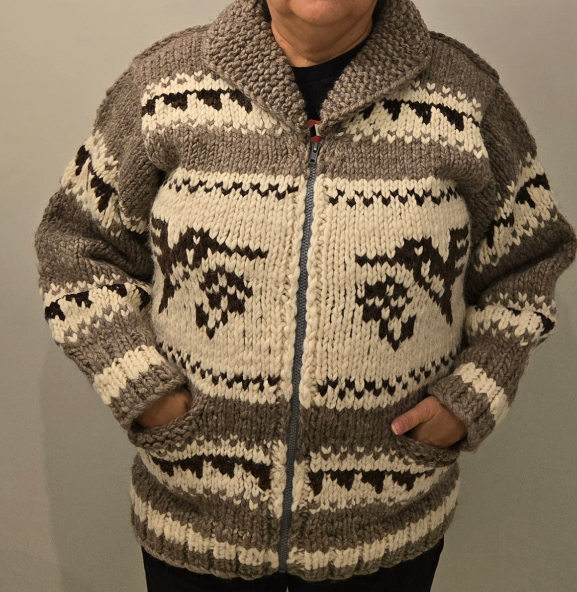 Cowichan sweater hummingbird design