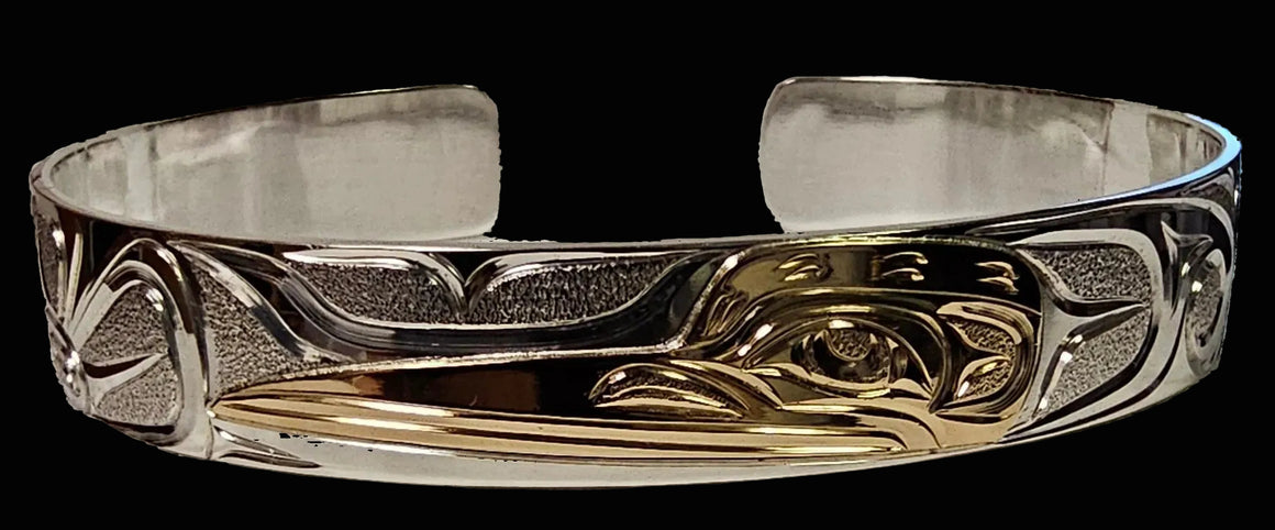 Silver Gold Hummingbird 3/8" Bracelet by Joe Descoteaux
