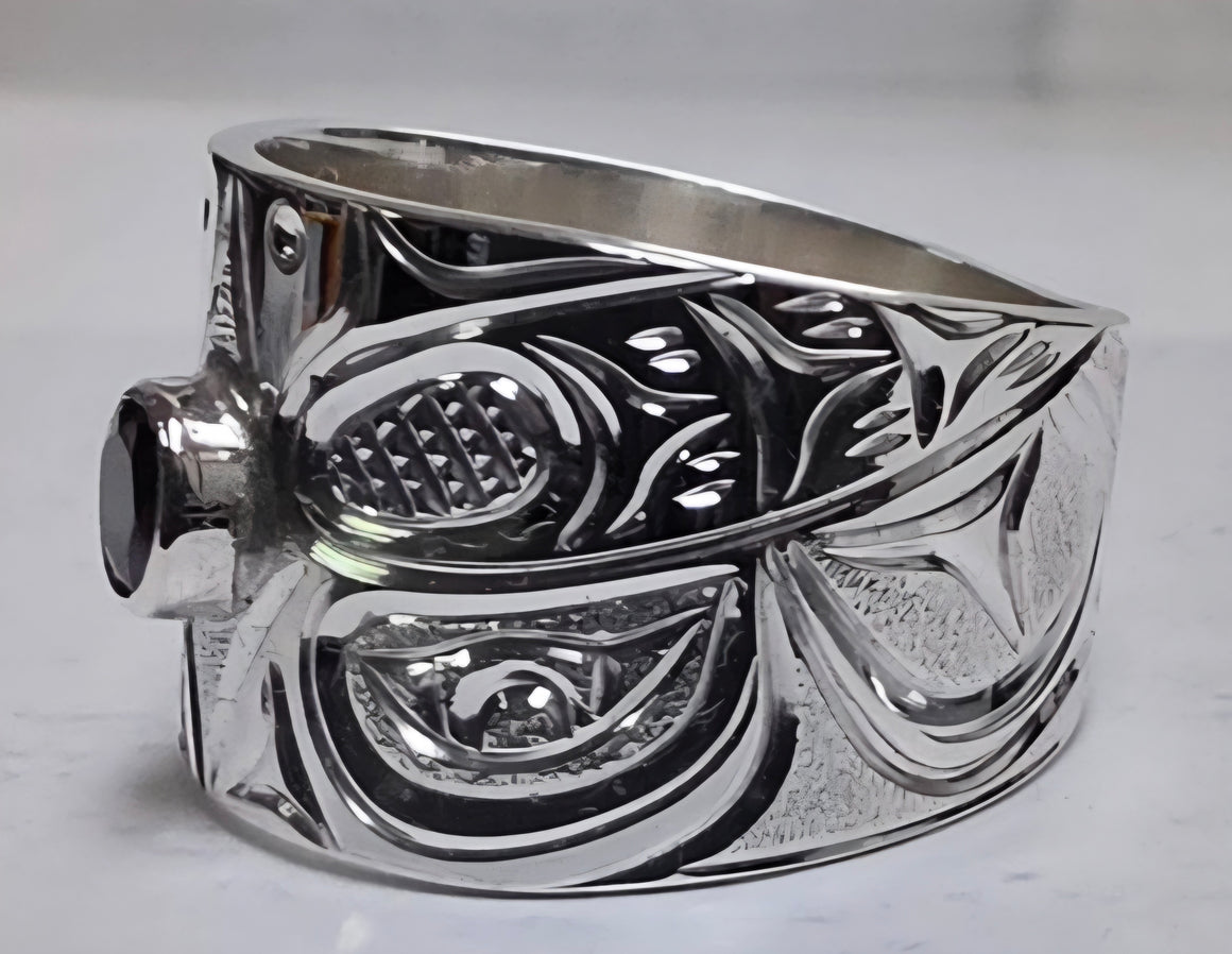 Butterfly Purple Amethyst 1/2" Silver Ring by Joe Descoteaux