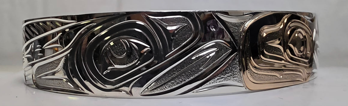 Salmon Silver Gold Bracelet by Joe Descoteaux