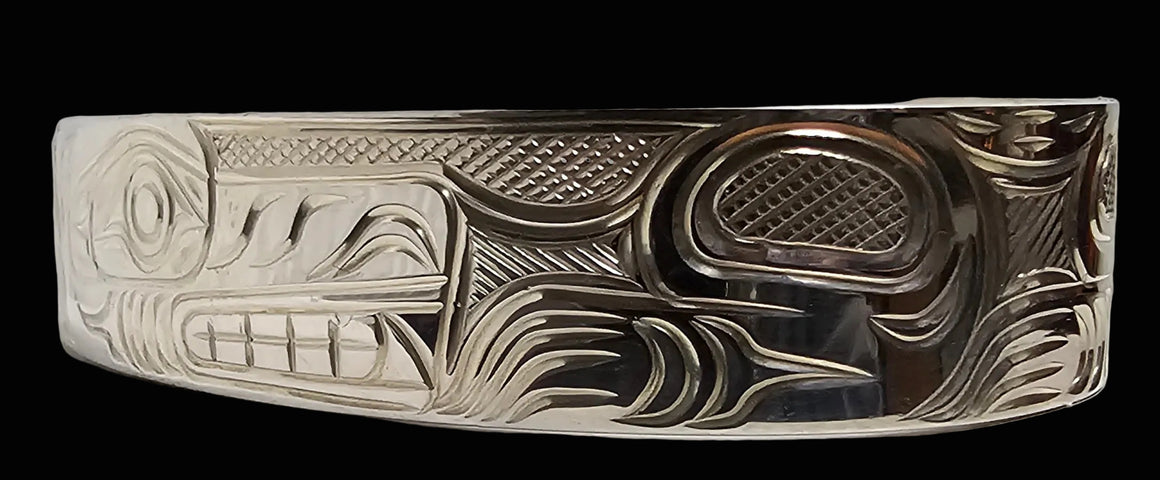 Wolf 1/2" Silver Bracelet by Liam Baker