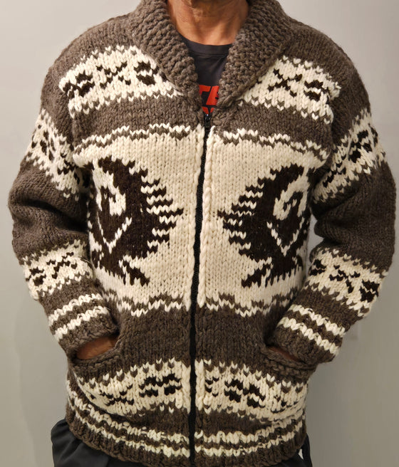 Cowichan knit sweater with eagle design