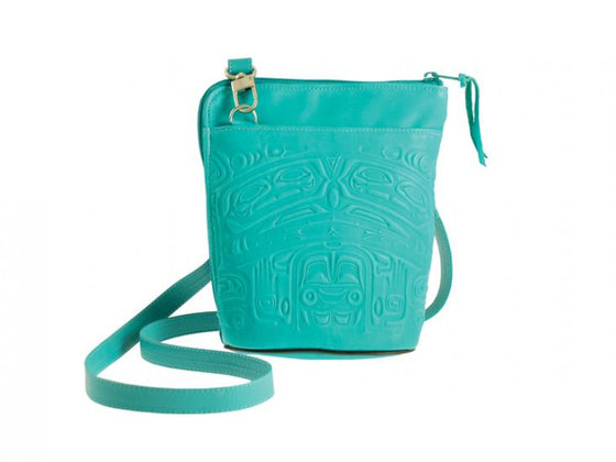 Bear Box Deer Leather Cross Body Bag - Turquoise